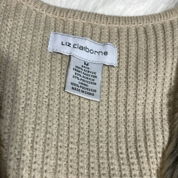 Liz Claiborne-Soft Faux Fur Sweater Knit Long Vest-M-#0058 - Picture 5 of 10